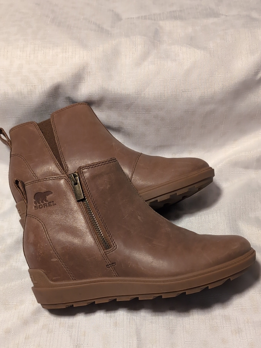 Sorel Tan Leather Side-Zip Ankle Booties